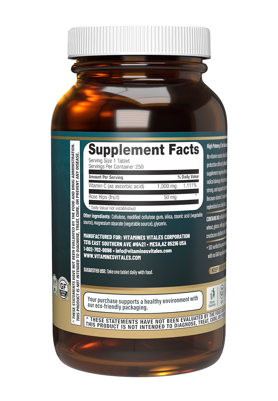 Vitamin C 1,000 mg Veg Tabs RH (250 tablets)