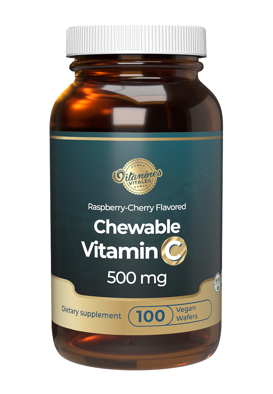 Chewable Vitamin C 500 mg Veg Wafer- Raspberry-Cherry Flavor